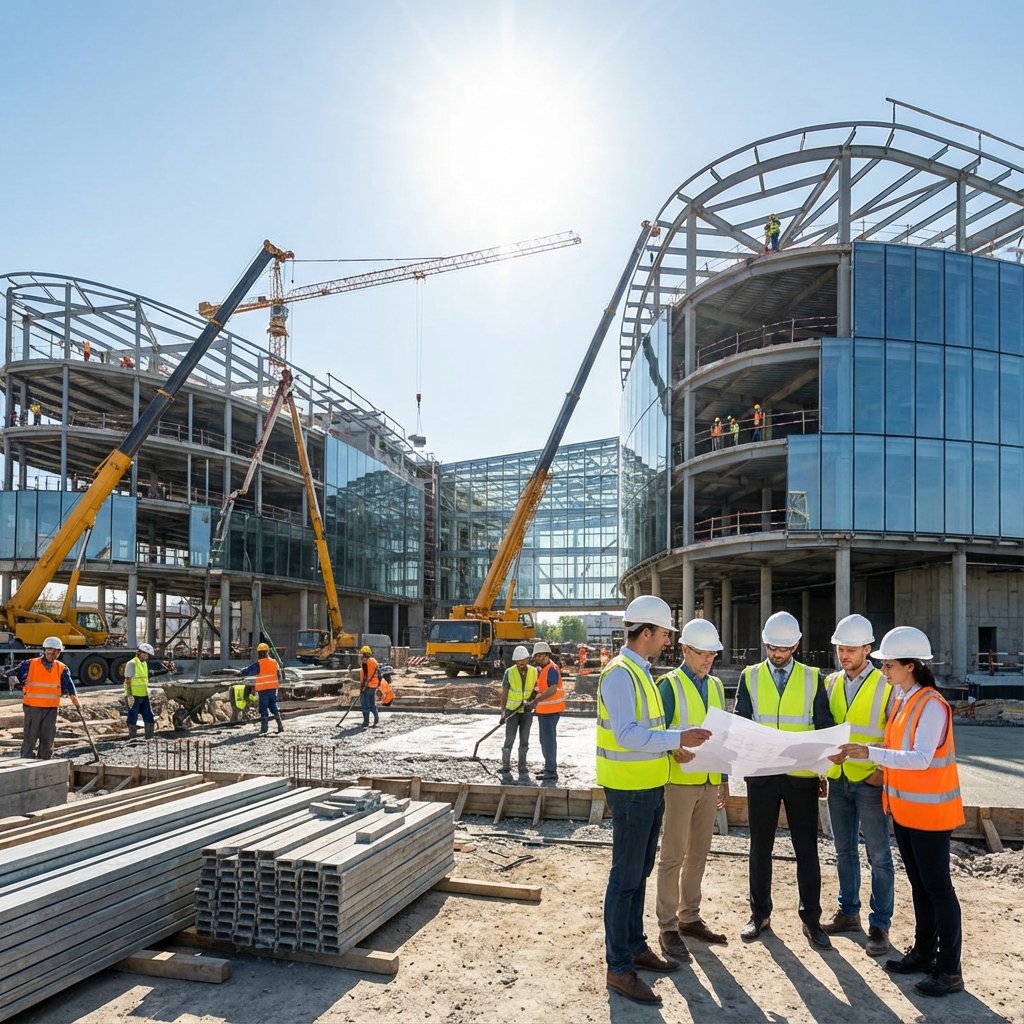 Construction team at work